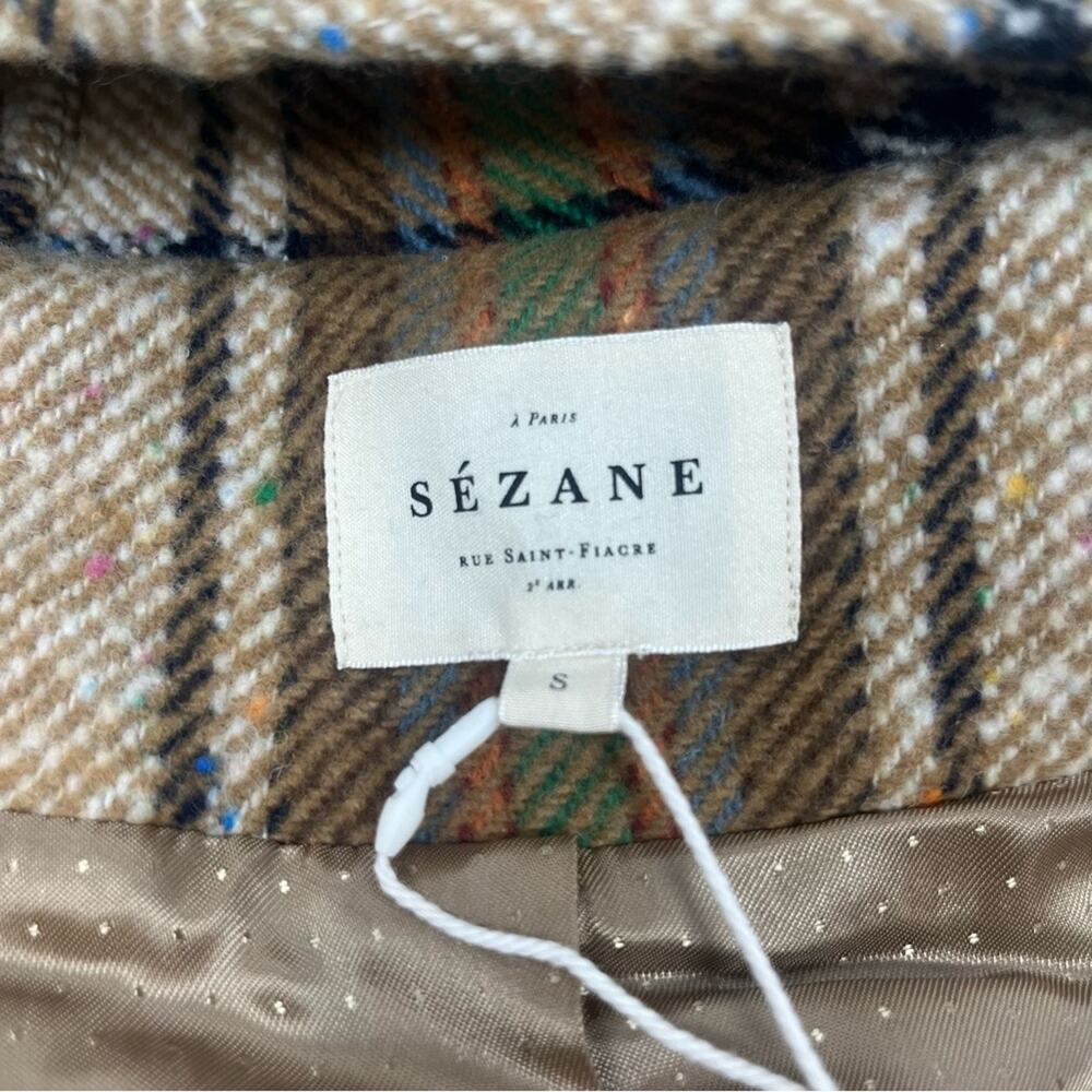 Sezane Suzon Plaid Coat NWT - Picture 7 of 9